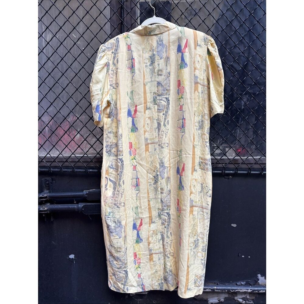 🎀Vintage🎀Modena Butter Yellow Short-Sleeve Button-Front Shirt Dress Size 10 - Picture 9 of 9